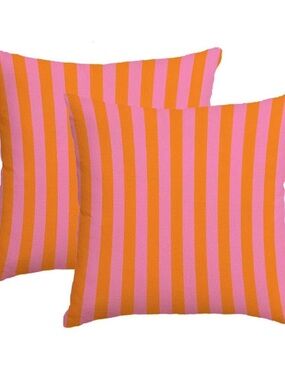 Pink and Orange Outdoor Throw Pillow Covers 16”x16”